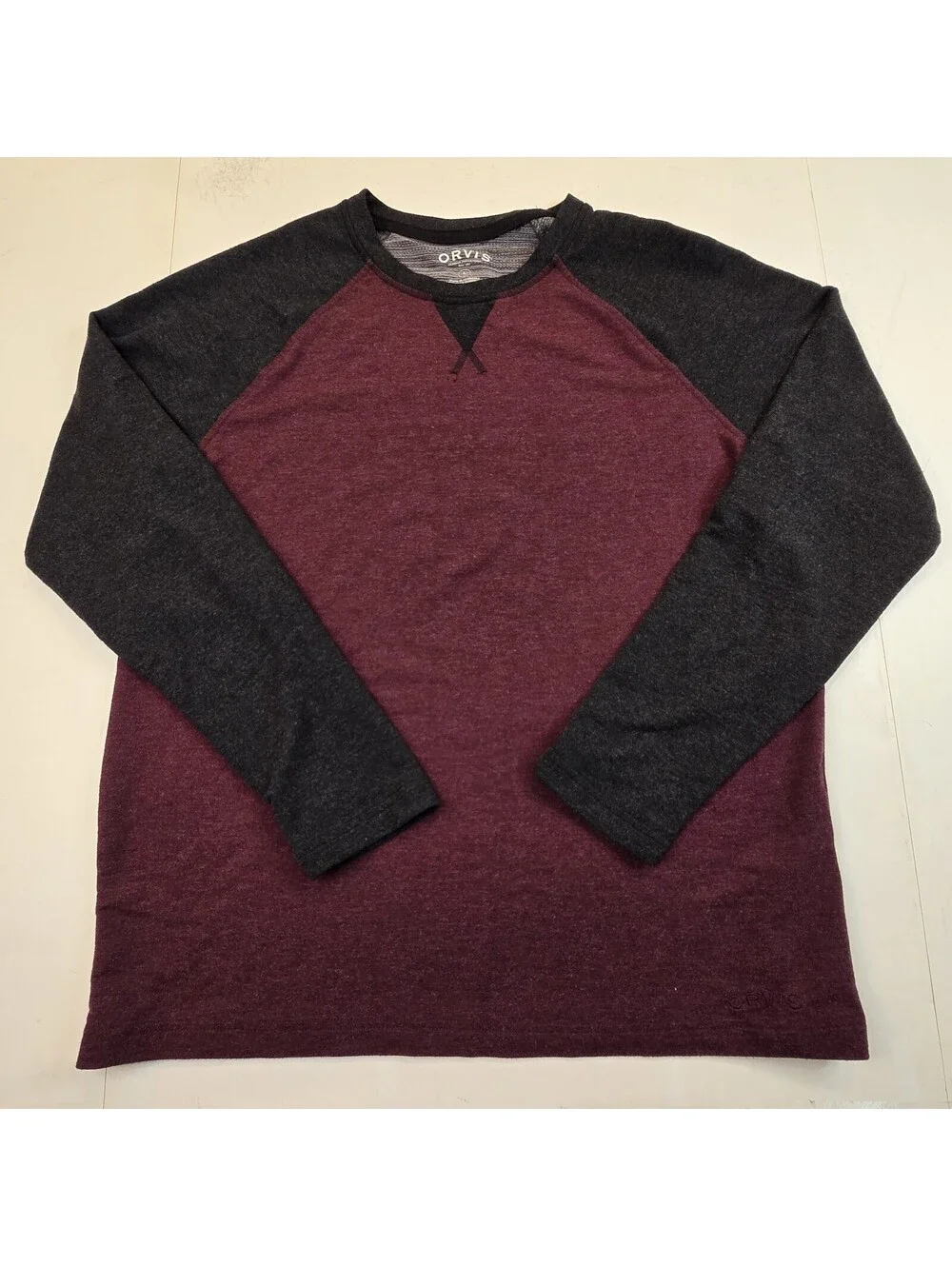 Orvis Long Sleeve Raglan Lounge Shirt Black Purple 1225440 Mens Large L